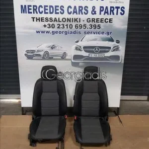 MERCEDES ΚΑΘΙΣΜΑΤΑ ΕΜΠΡΟΣ-ΠΙΣΩ (FRONT SEATS-REAR SEATS) C-CLASS (W204) ΜΙΣΟ ΔΕΡΜΑ-ΜΙΣΟ ΥΦΑΣΜΑ ΜΑΥΡΟ