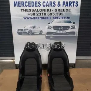 MERCEDES ΚΑΘΙΣΜΑΤΑ ΕΜΠΡΟΣ-ΠΙΣΩ (FRONT SEATS-REAR SEATS) C-CLASS COUPE (C204) ΜΙΣΟ ΔΕΡΜΑ-ΜΙΣΟ ΥΦΑΣΜΑ ΜΑΥΡΟ